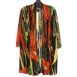 Abstract Mesh Cardigan Sheer Open Front Artsy Boho Flowy Resort Statement Medium